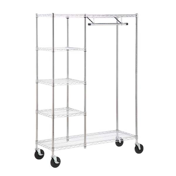 TRINITY Chrome Steel Rolling Clothing Rack in the Clothing Racks