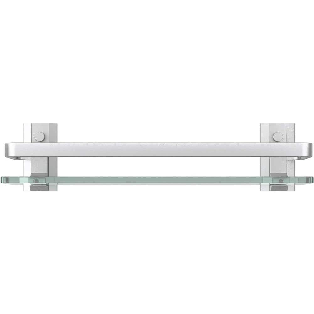 15.7 in. W x 4.9 in. D Silver Decorative Wall Shelf, Glass Bathroom Shelf