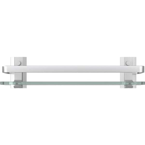15.7 in. W x 4.9 in. D Silver Decorative Wall Shelf, Glass Bathroom Shelf