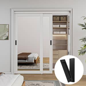 72 in. x 80 in. 1 Lite Mirror Glass White Finished MDF Interior Closet Sliding Door with Hardware and Handles