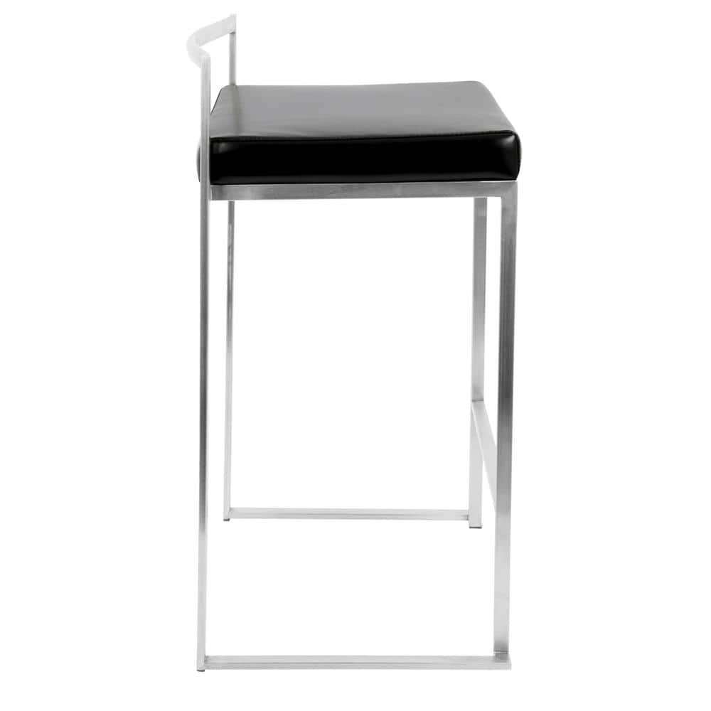 Fuji 31'' Black Faux Leather Modern Stackable Counter Stool