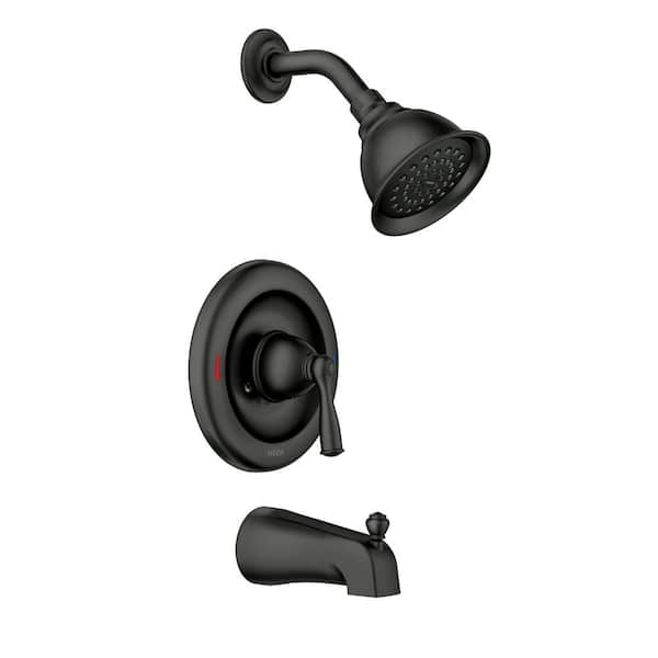 Banbury 1-Handle 1-Spray Trim Kit Tub and Shower Faucet 1.75 GPM in Matte Black (Valve and Handles Included)