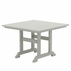 Hayes 43 in. All Weather HDPE Plastic Square Outdoor Dining Trestle Table with Umbrella Hole in Sand