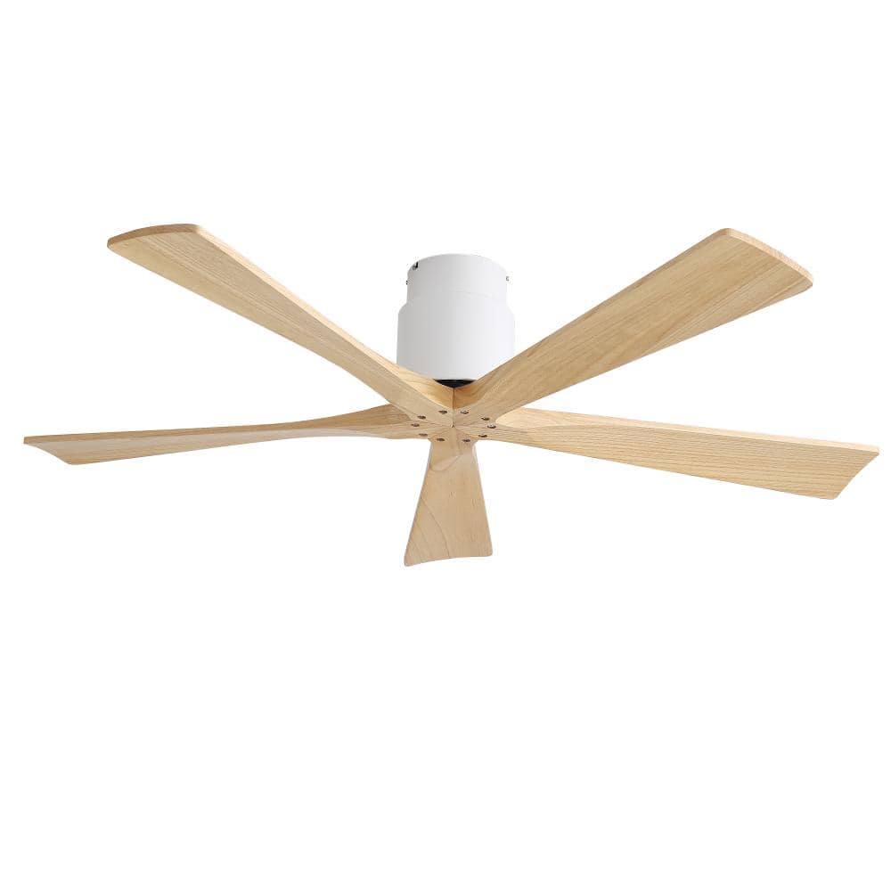 52 in. Indoor Farmhouse Style Flush Mount Oak Natural Ceiling Fan with Reversible DC Motor and Solid Wood Blades price history on PriceWatchPro