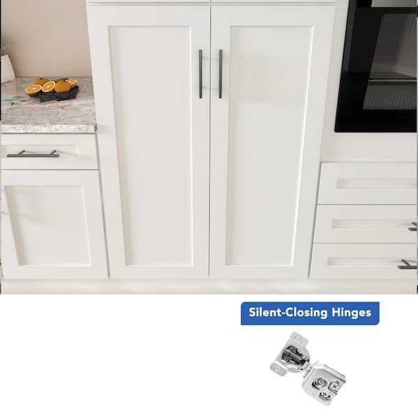 36 in. W x 24 in. D x 54 in. H Ready to Assemble Double Shaker Pantry Kitchen Cabinet in Newport White