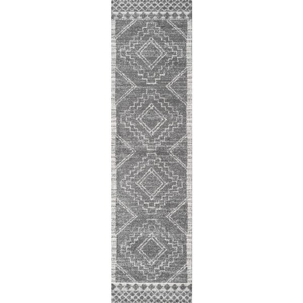Amir Moroccan Beni Souk Gray/Cream 2 ft. x 14 ft. Runner Rug