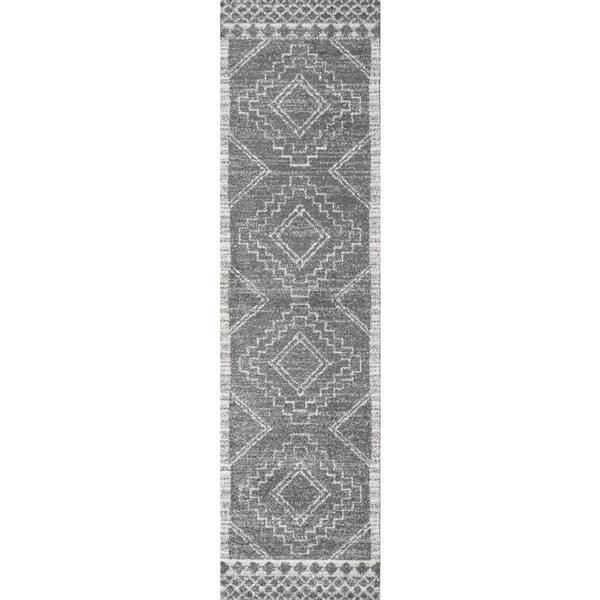 Amir Moroccan Beni Souk Gray/Cream 2 ft. x 10 ft. Runner Rug