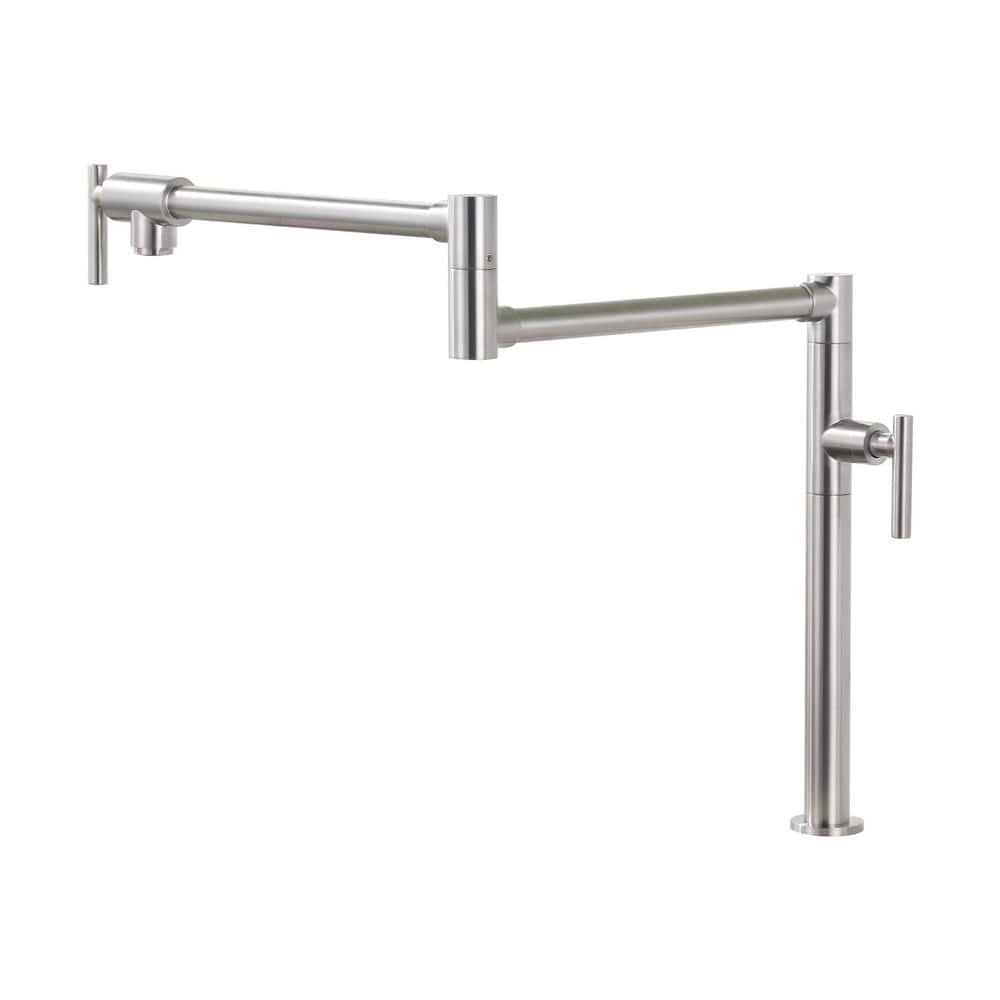 Double Handle Deck Mounted Pot Filler with Aerator in Brushed Nickel price history on PriceWatchPro