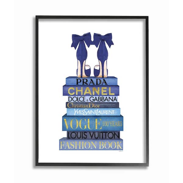 Stupell Industries Blue Bow Heels Above Iconic Designer Books Canvas Wall Art - 30 x 40