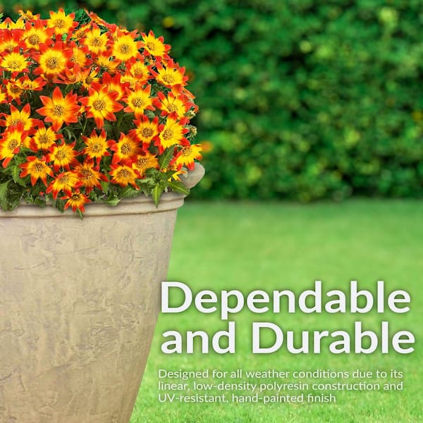 Sunnydaze 24 in. Beige Anjelica Poly Single Flower Pot