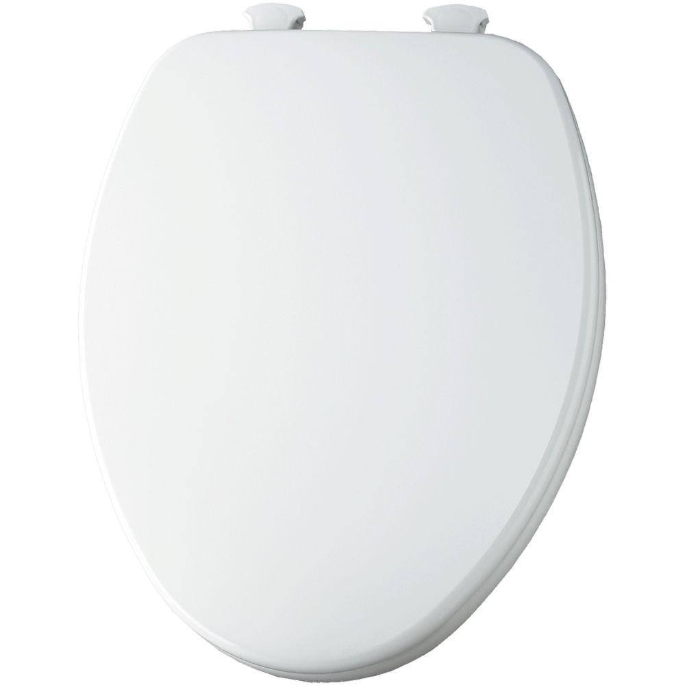 Toilet Seat with Easy Clean & Change Hinges Durable Enameled Wood 