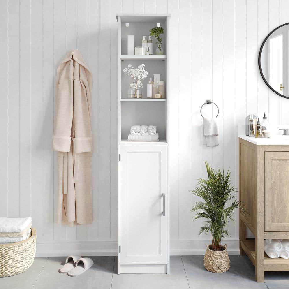 Vega 15 in. W x 9 in. D x 70 in. H Engineered Wood Linen Freestanding Tower Linen Cabinet in White price history on PriceWatchPro