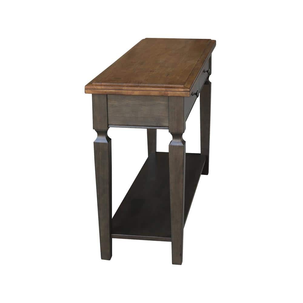 Vista 56'' Hickory and Washed Coal Wood Console Table with Storage