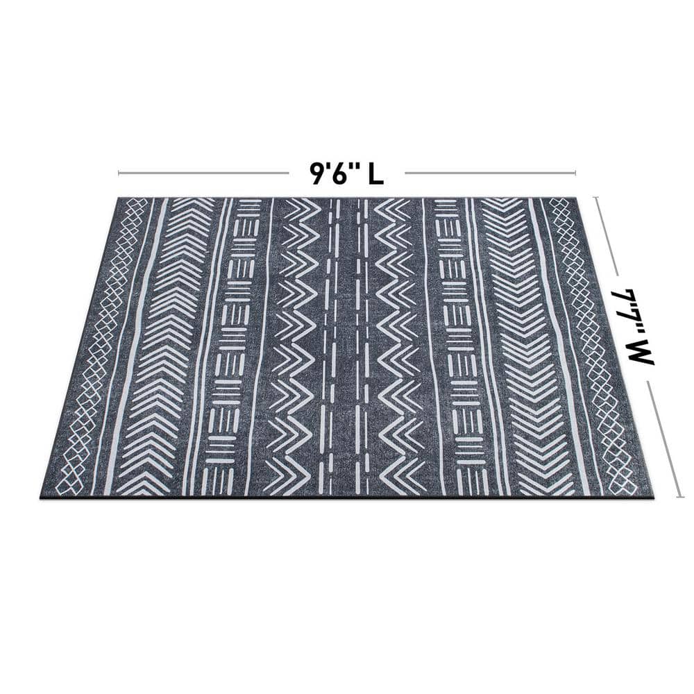 Gray Geometric Flat Woven Synthetic 10' x 14' Area Rug