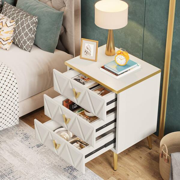 Trio White and Champagne Gold Chest of Drawers