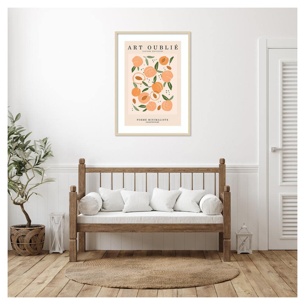 Peachy Botanical Minimalist 30"x41" Wood Framed Wall Art