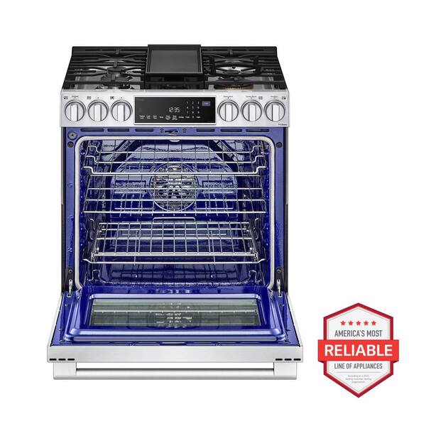 STUDIO 6.3 Cu. Ft. SMART Slide-In Gas Range With Instaview And Air Fry In Stainless Steel
