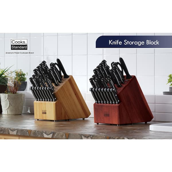 Acacia Wooden Knife Rack with Kitchenware Storage Box Scissors Ktichen  Restaurant Chef 6 Hole Block Knife Block Storage Shelf