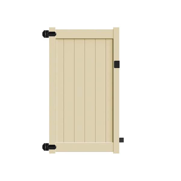 Bryce and Washington Series 4 ft. W x 6 ft. H Sand Vinyl Un-Assembled Fence Gate