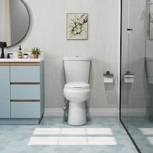 21 in. Extra Tall 2-Piece High-Efficiency 1.1/1.6 GPF Dual Flush Round Toilet Map Flush 1000g Seat Included