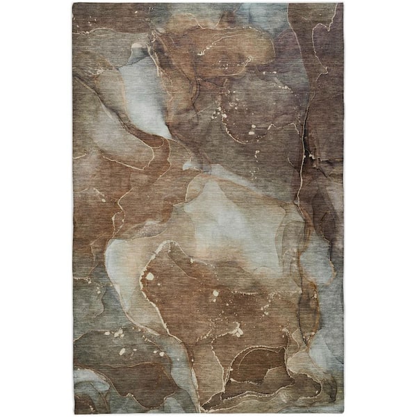 Dream Shag Premium Machine Washable Abstract ADS522 Brown 10 ft. x 14 ft. Area Rug