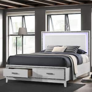 Haiden White Finish Wood Frame Queen Panel Bed