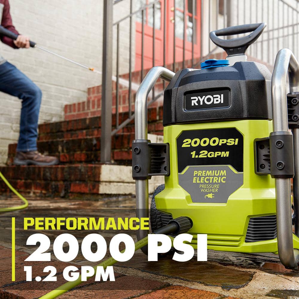 Compact Green and Black Electric Pressure Washer with Metal Frame