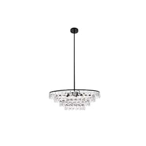 Timeless Home 28 in. 6-Light Black Pendant Light