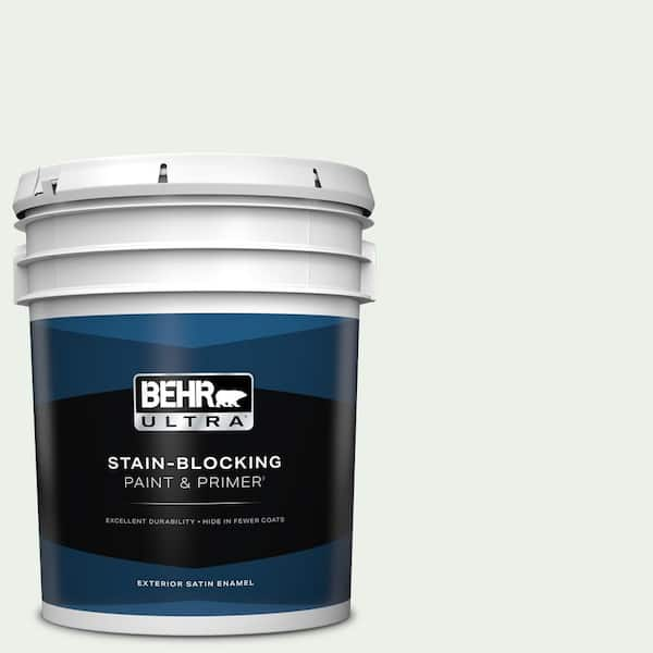 BEHR ULTRA 5 gal. #470E-1 Breakwater White Satin Enamel Exterior Paint & Primer