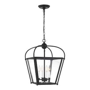 Charleston Small 4-Light Midnight Black Shaded Pendant Light