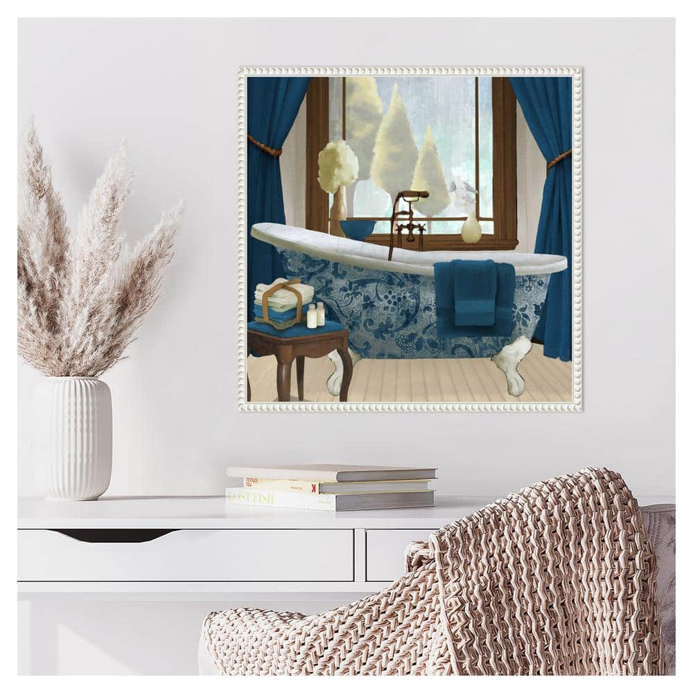 Blue and White French Provincial Bathtub Canvas Art