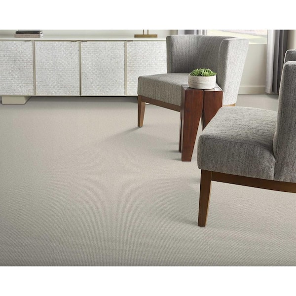 Sand Harbor Dew/Ivory Blue 12 ft. 27 oz. Wool Loop Installed Carpet