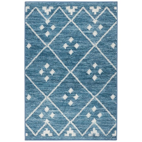Kota Machine Washable Indigo 4 ft. x 6 ft. Indoor Area Rug