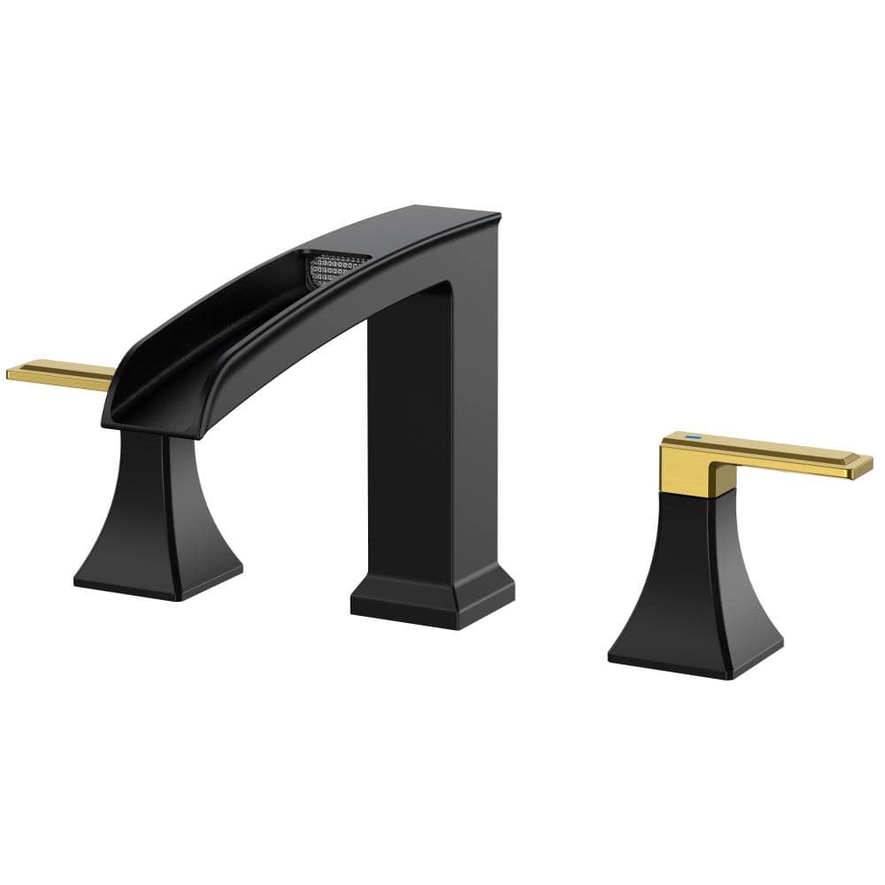2-Handle Widespread Waterfall Bathtub Faucet Roman Tub Faucet in Black Gold price history on PriceWatchPro