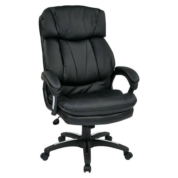 Office Star Products Black Faux Leather Executive Office Chair