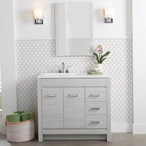 Warford 36 in. W x 19 in. D x 33 in. H Single Sink Freestanding Bath Vanity in Elm Sky with White Cultured Marble Top