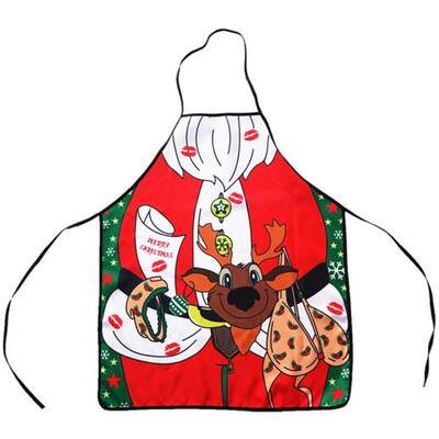 23.6 in. x 28.3 in Christmas Funny Apron Reindeer Bib Apron for Kitchen Party Creative Gift