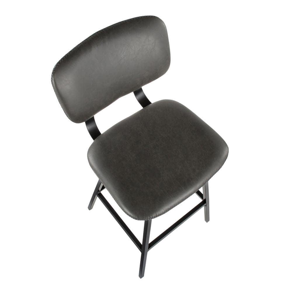 Black Metal and Brown Faux Leather Contemporary Bar Stool