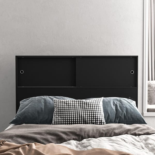Victoria Black Full-Size Storage Headboard