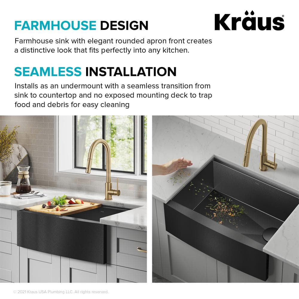 27" Black Stainless Steel Farmhouse Apron Front Single Bowl Kitchen Sink