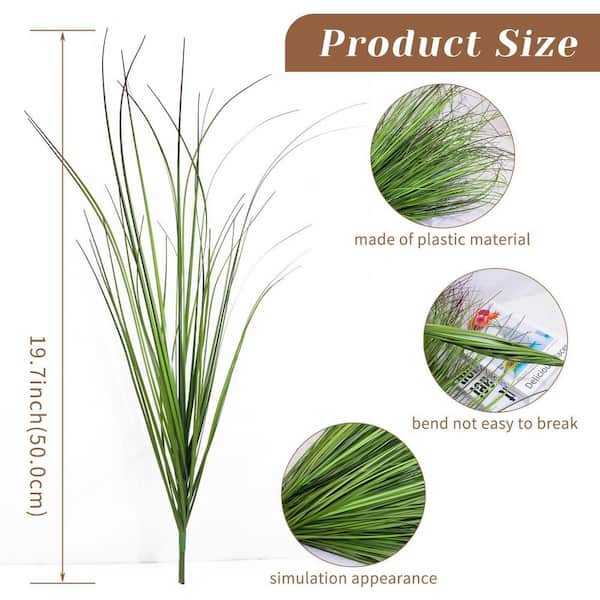 2 in. 20-Pack Artificial Wheat Grass Green and Red Tail UV
