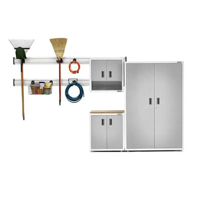 Ready-to-Assemble 72 in. H x 76 in. W x 18 in. D Steel Garage Cabinet and Wall Storage System in White (9-Piece)