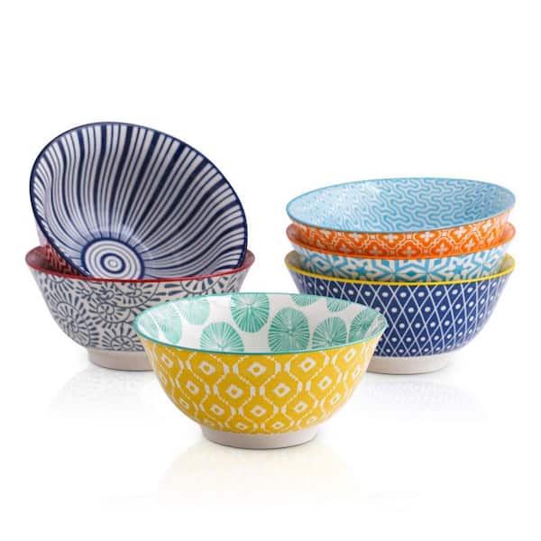 5 in. 8 fl. oz. Colorful Ceramic Microwave Safe Serving Bowls for Dessert, Ice Cream (Set of 6)