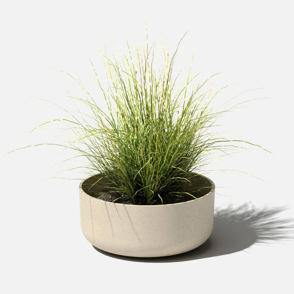Sand 14-Inch Round Plastic-Stone Outdoor Planter