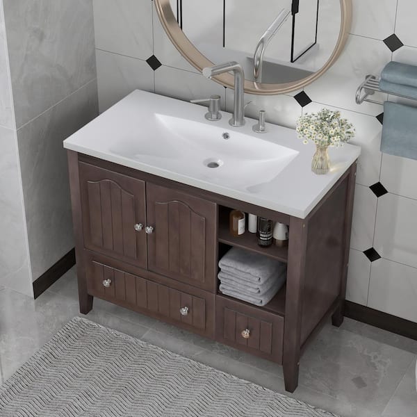 Modern Bathroom Storage Cabinet with Top Sink, 36 Bathroom Vanity