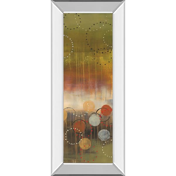 Classy Art "Circles In Green Panel Il" By Jeni Lee Mirror Framed Print Wall Art 18 in. x 42 in.