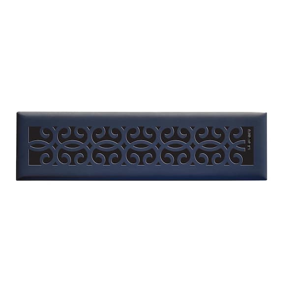 Hampton Bay Classic Scroll 2 in. x 12 in. Steel Floor Register in Matte Black