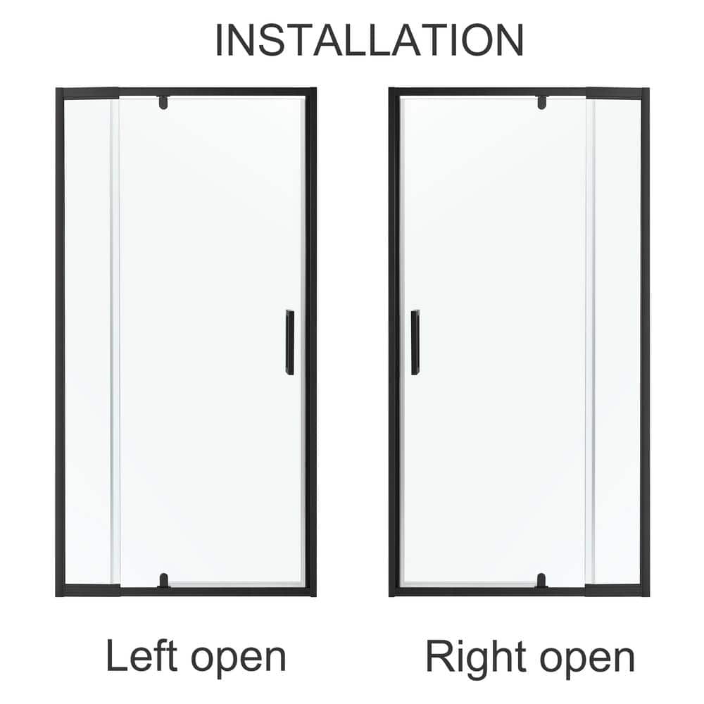Matte Black Framed Pivot Shower Door with Clear Glass