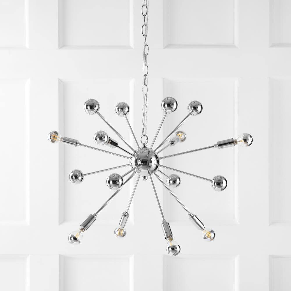 22.5" Chrome Metal Sputnik-Style LED Chandelier