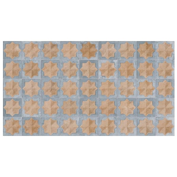 Merola Tile Tetuan Astre Cotto Blue 7-1/4 in. x 6 in. Porcelain Wall Take Home Tile Sample